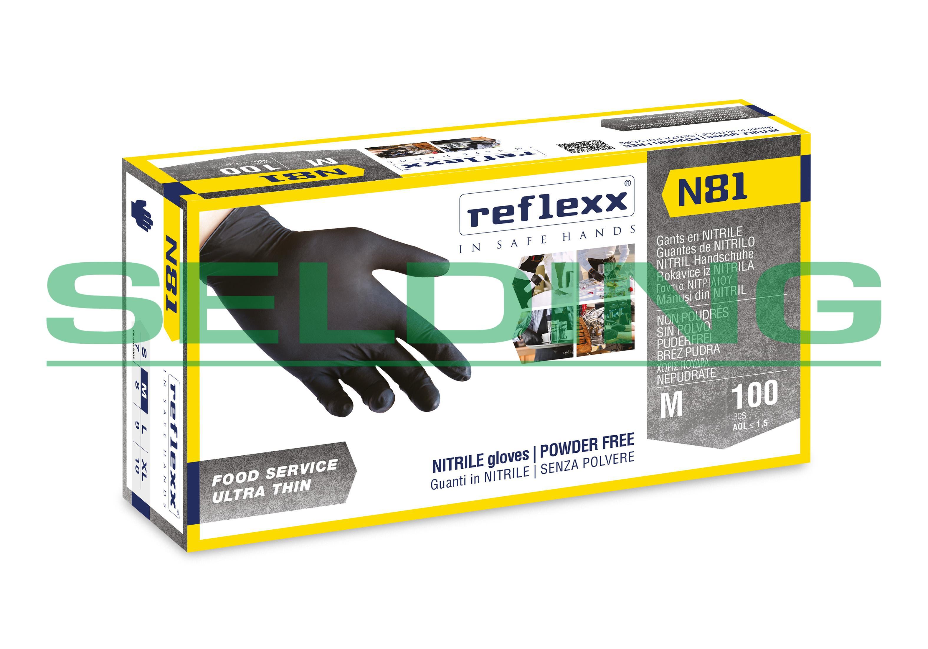 Cimdi nitrila nepūderēti REFLEXX Black N81
