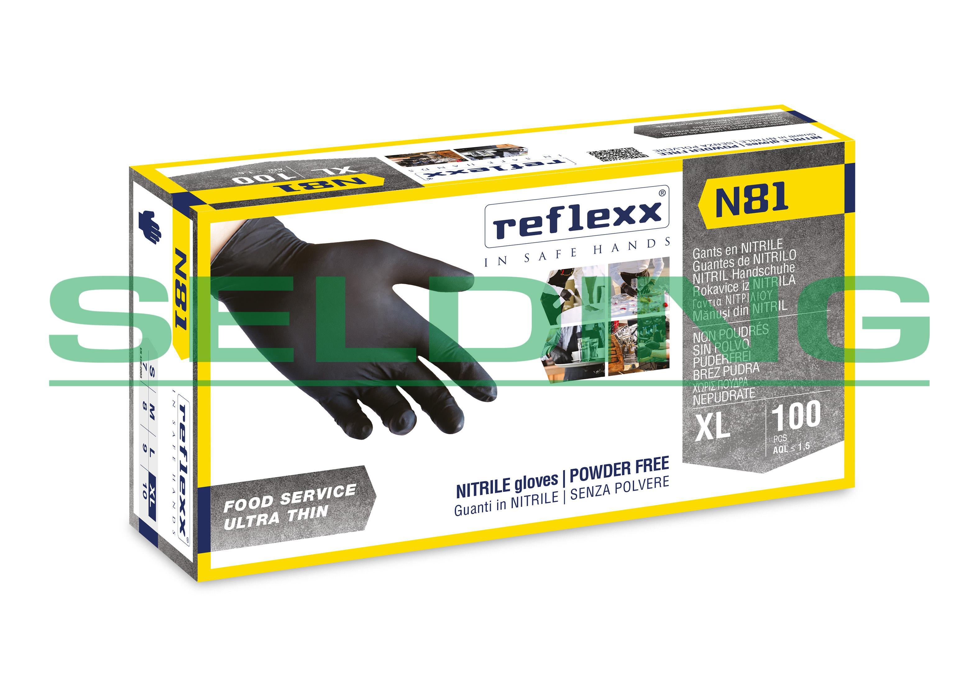 Cimdi nitrila nepūderēti REFLEXX Black N81